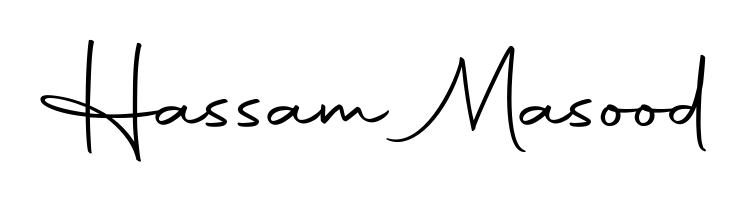A sleek calligraphic signature for name Hassam Masood utilizing Autography-DOLnW styling. Great for adding personal signatures to photos and art. Hassam Masood signature style 10 images and pictures png