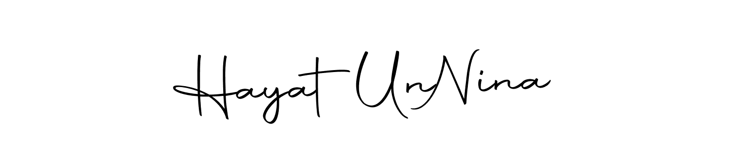 How to make Hayat  Un  Nina name signature. Use Autography-DOLnW style for creating short signs online. This is the latest handwritten sign. Hayat  Un  Nina signature style 10 images and pictures png