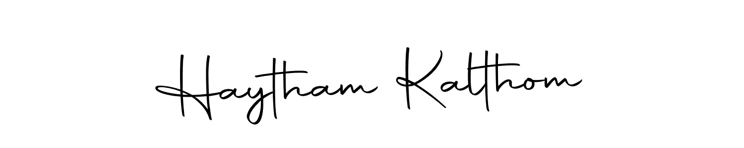 You should practise on your own different ways (Autography-DOLnW) to write your name (Haytham Kalthom) in signature. don't let someone else do it for you. Haytham Kalthom signature style 10 images and pictures png