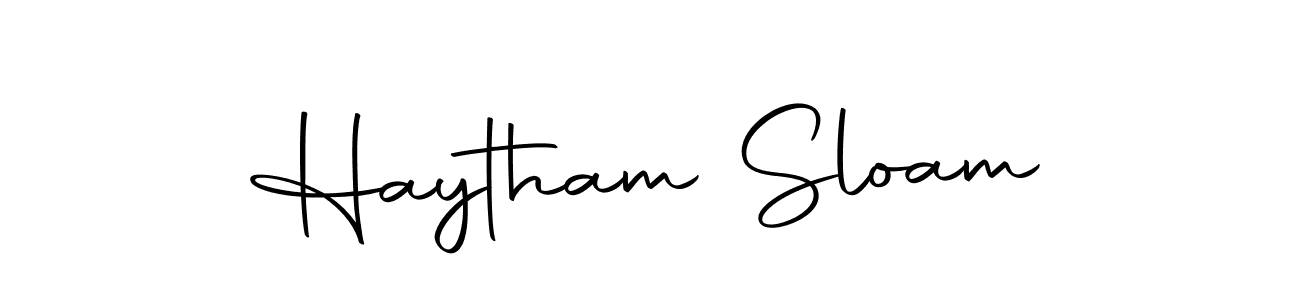 How to make Haytham Sloam name signature. Use Autography-DOLnW style for creating short signs online. This is the latest handwritten sign. Haytham Sloam signature style 10 images and pictures png