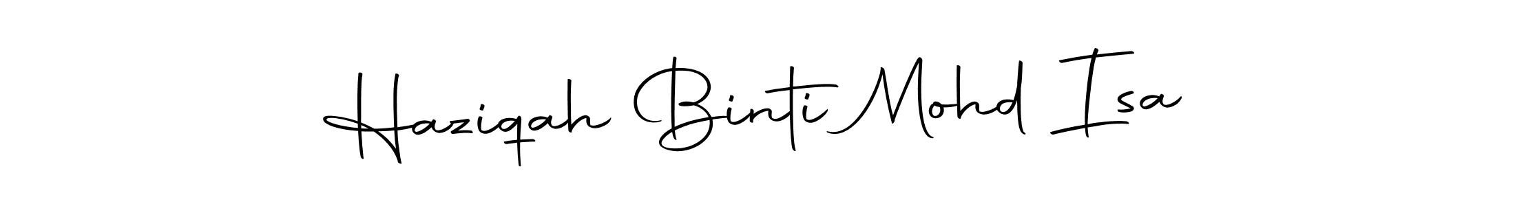 Make a beautiful signature design for name Haziqah Binti Mohd Isa. With this signature (Autography-DOLnW) style, you can create a handwritten signature for free. Haziqah Binti Mohd Isa signature style 10 images and pictures png