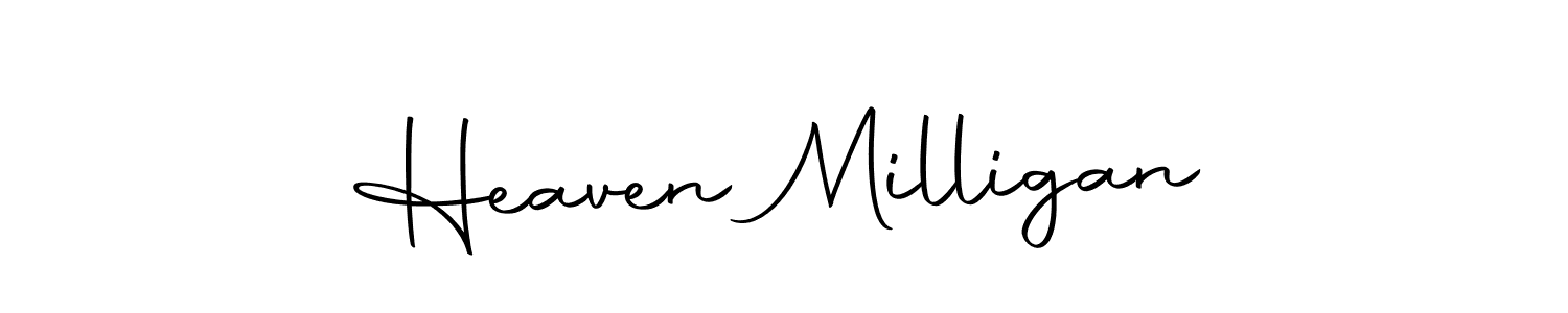 How to make Heaven Milligan name signature. Use Autography-DOLnW style for creating short signs online. This is the latest handwritten sign. Heaven Milligan signature style 10 images and pictures png