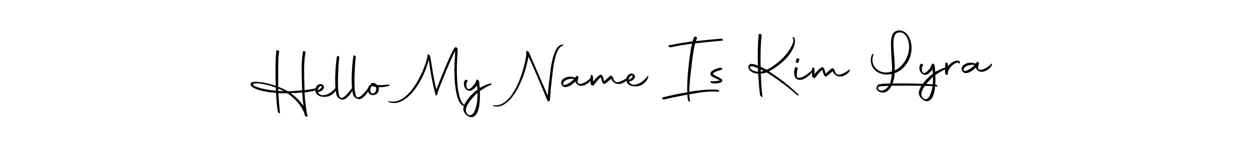 Autography-DOLnW is a professional signature style that is perfect for those who want to add a touch of class to their signature. It is also a great choice for those who want to make their signature more unique. Get Hello My Name Is Kim Lyra name to fancy signature for free. Hello My Name Is Kim Lyra signature style 10 images and pictures png