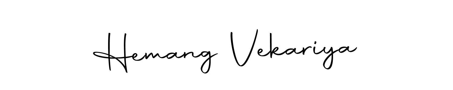 How to make Hemang Vekariya name signature. Use Autography-DOLnW style for creating short signs online. This is the latest handwritten sign. Hemang Vekariya signature style 10 images and pictures png
