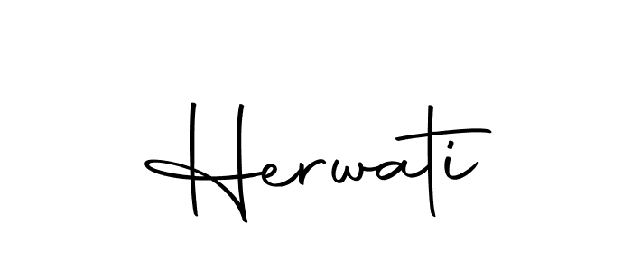Design your own signature with our free online signature maker. With this signature software, you can create a handwritten (Autography-DOLnW) signature for name Herwati. Herwati signature style 10 images and pictures png