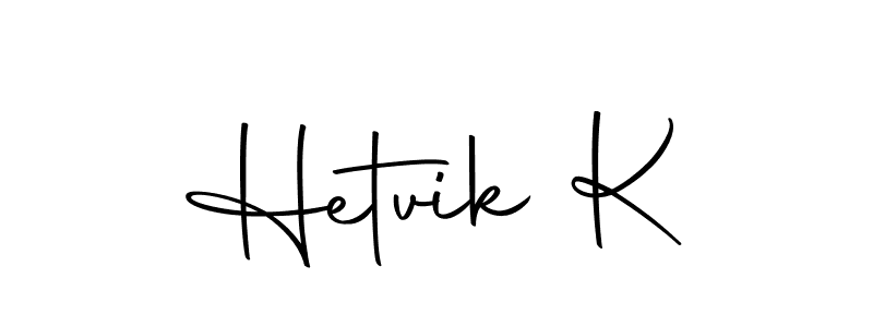 How to make Hetvik K name signature. Use Autography-DOLnW style for creating short signs online. This is the latest handwritten sign. Hetvik K signature style 10 images and pictures png