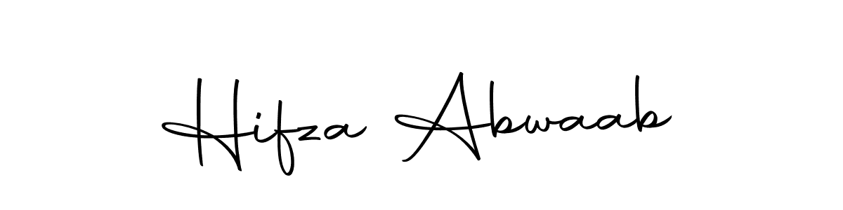 How to make Hifza Abwaab name signature. Use Autography-DOLnW style for creating short signs online. This is the latest handwritten sign. Hifza Abwaab signature style 10 images and pictures png