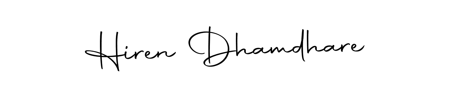 How to make Hiren Dhamdhare name signature. Use Autography-DOLnW style for creating short signs online. This is the latest handwritten sign. Hiren Dhamdhare signature style 10 images and pictures png