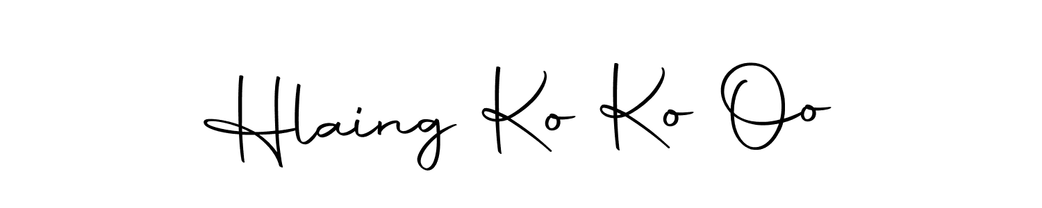 How to make Hlaing Ko Ko Oo name signature. Use Autography-DOLnW style for creating short signs online. This is the latest handwritten sign. Hlaing Ko Ko Oo signature style 10 images and pictures png