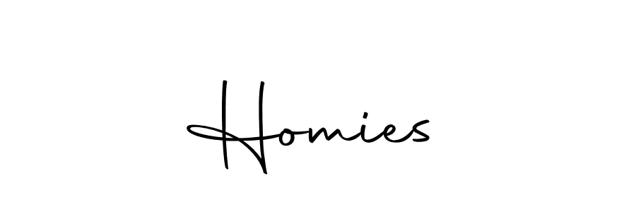 Design your own signature with our free online signature maker. With this signature software, you can create a handwritten (Autography-DOLnW) signature for name Homies♡. Homies♡ signature style 10 images and pictures png