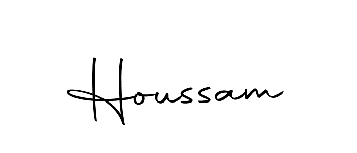 Use a signature maker to create a handwritten signature online. With this signature software, you can design (Autography-DOLnW) your own signature for name Houssam. Houssam signature style 10 images and pictures png