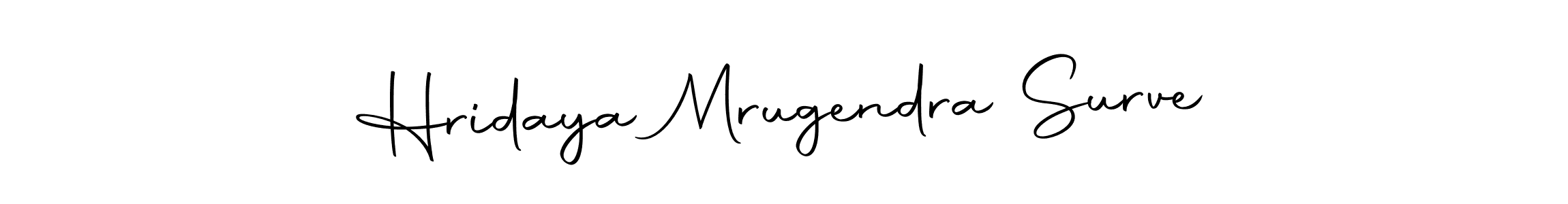 How to make Hridaya Mrugendra Surve name signature. Use Autography-DOLnW style for creating short signs online. This is the latest handwritten sign. Hridaya Mrugendra Surve signature style 10 images and pictures png