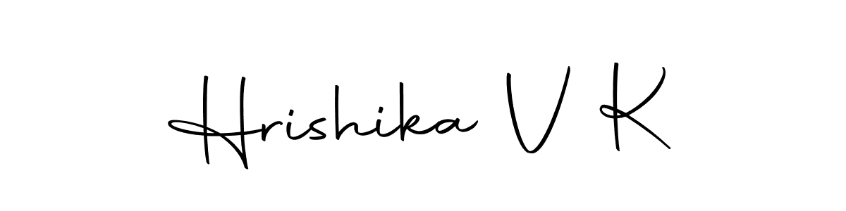 How to make Hrishika V K name signature. Use Autography-DOLnW style for creating short signs online. This is the latest handwritten sign. Hrishika V K signature style 10 images and pictures png