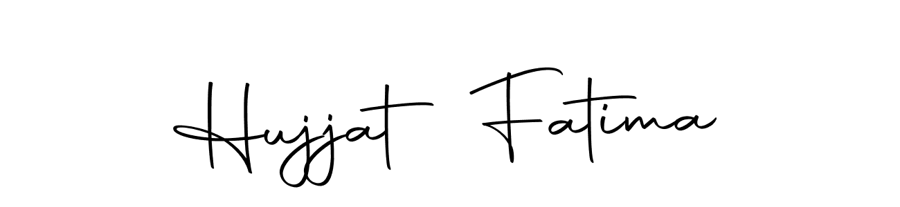 How to make Hujjat Fatima name signature. Use Autography-DOLnW style for creating short signs online. This is the latest handwritten sign. Hujjat Fatima signature style 10 images and pictures png
