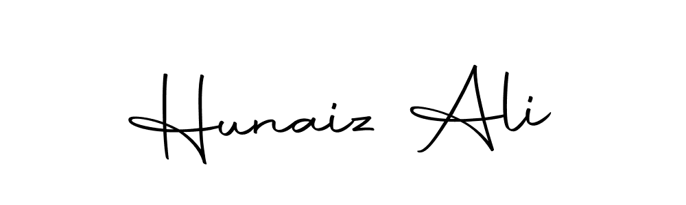 How to make Hunaiz Ali name signature. Use Autography-DOLnW style for creating short signs online. This is the latest handwritten sign. Hunaiz Ali signature style 10 images and pictures png