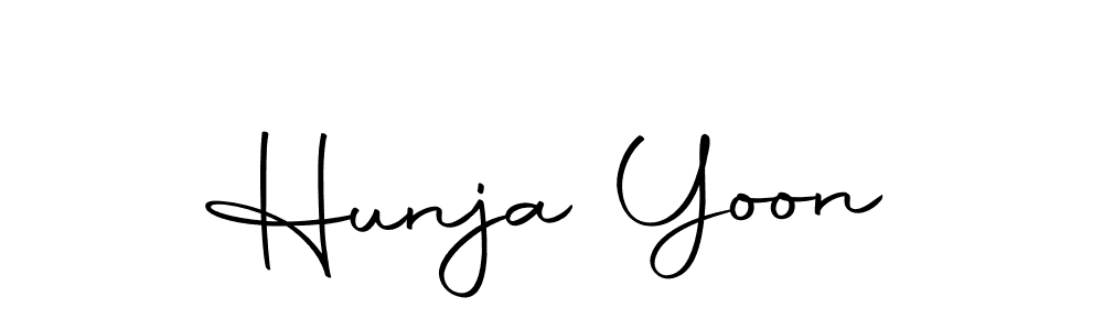 How to make Hunja Yoon name signature. Use Autography-DOLnW style for creating short signs online. This is the latest handwritten sign. Hunja Yoon signature style 10 images and pictures png