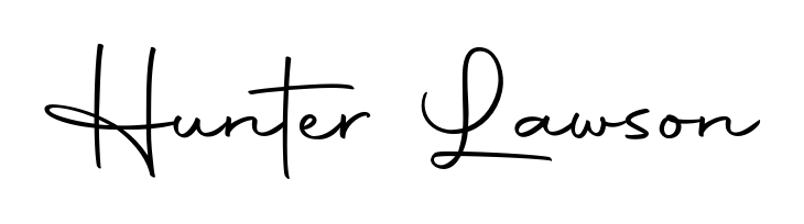 Create an unforgettable impression when signing with Hunter Lawson name styled in Autography-DOLnW typography. 100% free online generator. Hunter Lawson signature style 10 images and pictures png