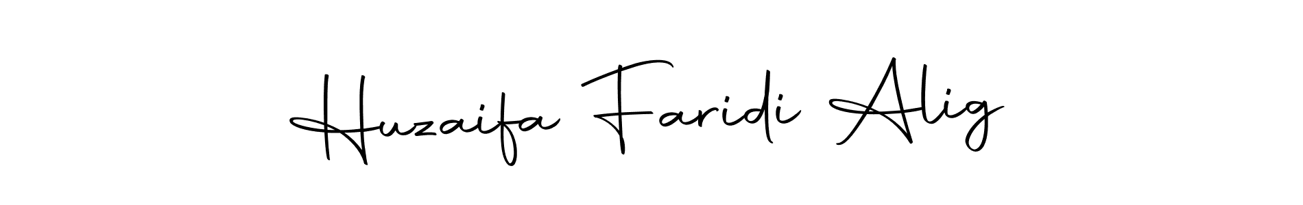 How to make Huzaifa Faridi Alig name signature. Use Autography-DOLnW style for creating short signs online. This is the latest handwritten sign. Huzaifa Faridi Alig signature style 10 images and pictures png