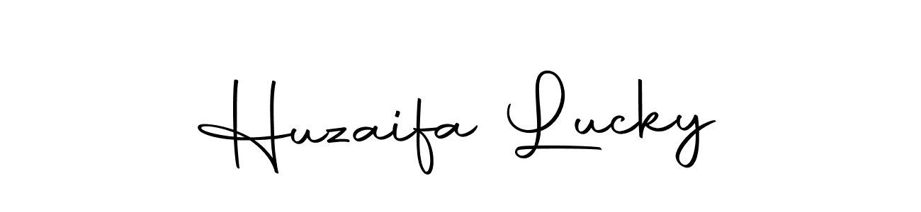 How to make Huzaifa Lucky name signature. Use Autography-DOLnW style for creating short signs online. This is the latest handwritten sign. Huzaifa Lucky signature style 10 images and pictures png