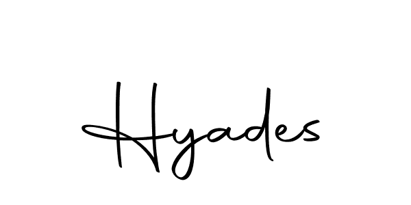 How to make Hyades name signature. Use Autography-DOLnW style for creating short signs online. This is the latest handwritten sign. Hyades signature style 10 images and pictures png