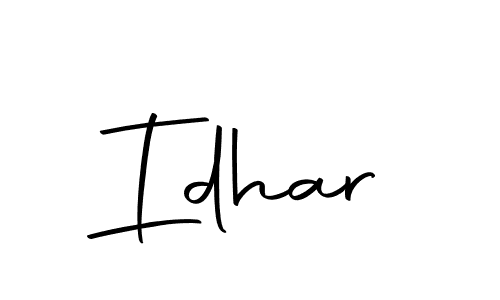 Use a signature maker to create a handwritten signature online. With this signature software, you can design (Autography-DOLnW) your own signature for name Idhar. Idhar signature style 10 images and pictures png