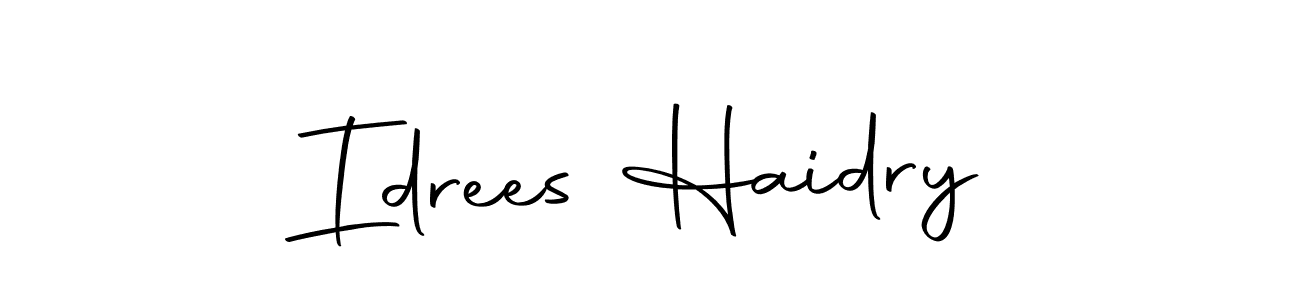 You should practise on your own different ways (Autography-DOLnW) to write your name (Idrees Haidry) in signature. don't let someone else do it for you. Idrees Haidry signature style 10 images and pictures png