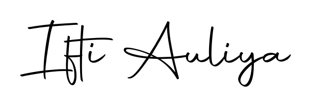 The Autography-DOLnW typeface gives name Ifti Auliya a refined look. Suitable for certificates, diplomas, and official verification. Ifti Auliya signature style 10 images and pictures png