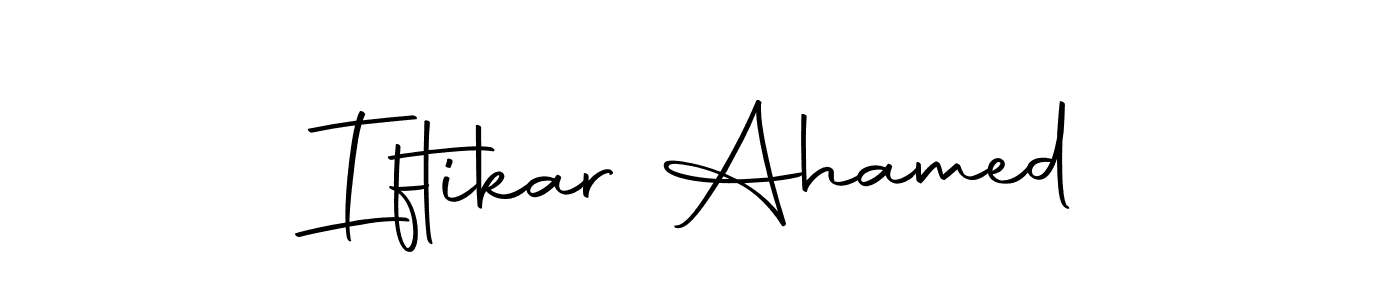 How to make Iftikar Ahamed name signature. Use Autography-DOLnW style for creating short signs online. This is the latest handwritten sign. Iftikar Ahamed signature style 10 images and pictures png