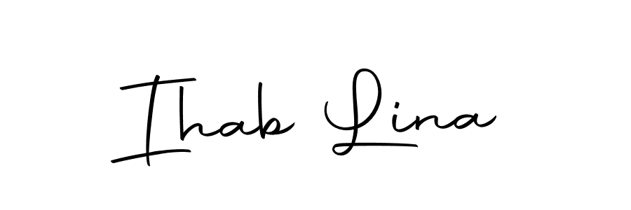 if you are searching for the best signature style for your name Ihab Lina. so please give up your signature search. here we have designed multiple signature styles  using Autography-DOLnW. Ihab Lina signature style 10 images and pictures png