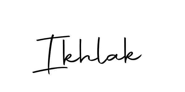 Use a signature maker to create a handwritten signature online. With this signature software, you can design (Autography-DOLnW) your own signature for name Ikhlak. Ikhlak signature style 10 images and pictures png