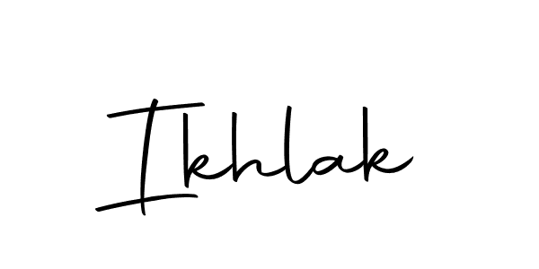 Use a signature maker to create a handwritten signature online. With this signature software, you can design (Autography-DOLnW) your own signature for name Ikhlak. Ikhlak signature style 10 images and pictures png