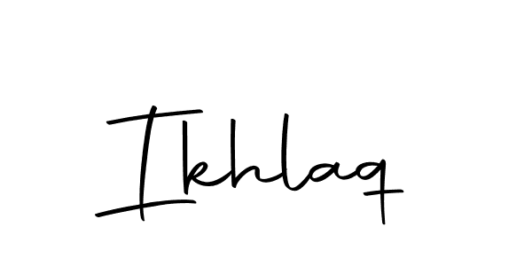 How to make Ikhlaq name signature. Use Autography-DOLnW style for creating short signs online. This is the latest handwritten sign. Ikhlaq signature style 10 images and pictures png