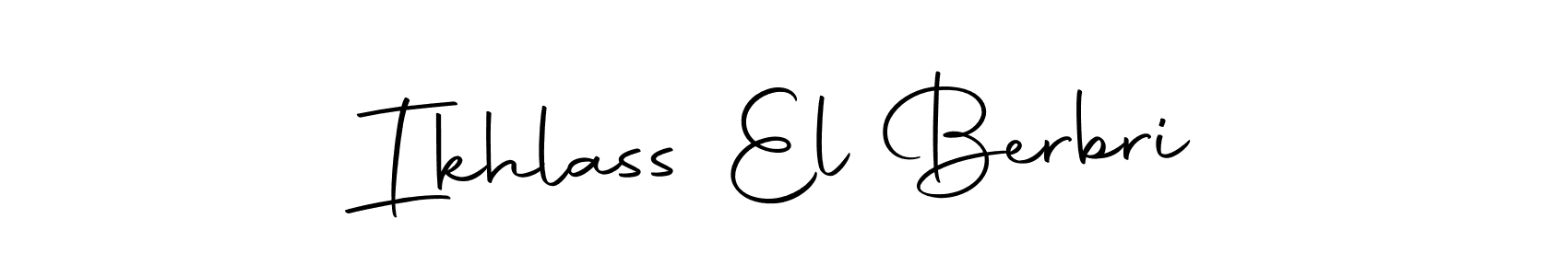 How to make Ikhlass El Berbri name signature. Use Autography-DOLnW style for creating short signs online. This is the latest handwritten sign. Ikhlass El Berbri signature style 10 images and pictures png