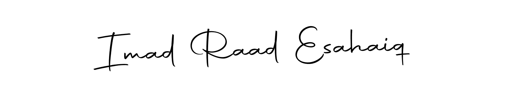 How to make Imad Raad Esahaiq name signature. Use Autography-DOLnW style for creating short signs online. This is the latest handwritten sign. Imad Raad Esahaiq signature style 10 images and pictures png