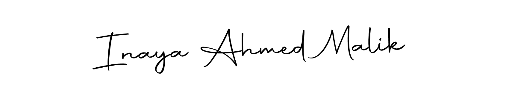 Create a beautiful signature design for name Inaya Ahmed Malik. With this signature (Autography-DOLnW) fonts, you can make a handwritten signature for free. Inaya Ahmed Malik signature style 10 images and pictures png