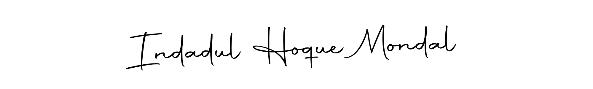How to make Indadul Hoque Mondal name signature. Use Autography-DOLnW style for creating short signs online. This is the latest handwritten sign. Indadul Hoque Mondal signature style 10 images and pictures png
