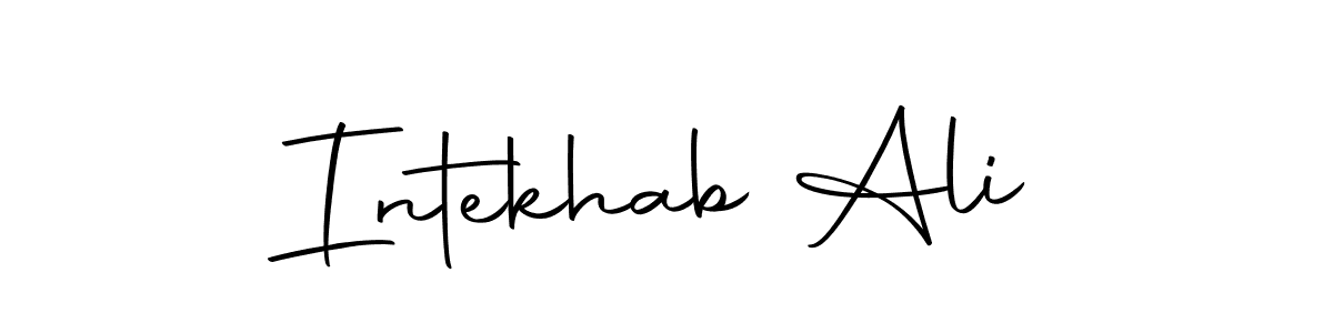 Create a beautiful signature design for name Intekhab Ali. With this signature (Autography-DOLnW) fonts, you can make a handwritten signature for free. Intekhab Ali signature style 10 images and pictures png