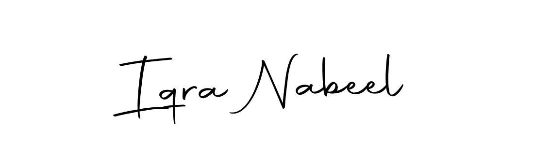How to make Iqra Nabeel name signature. Use Autography-DOLnW style for creating short signs online. This is the latest handwritten sign. Iqra Nabeel signature style 10 images and pictures png