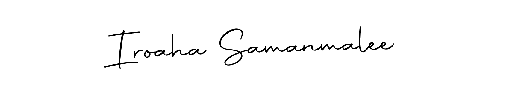 How to make Iroaha Samanmalee name signature. Use Autography-DOLnW style for creating short signs online. This is the latest handwritten sign. Iroaha Samanmalee signature style 10 images and pictures png