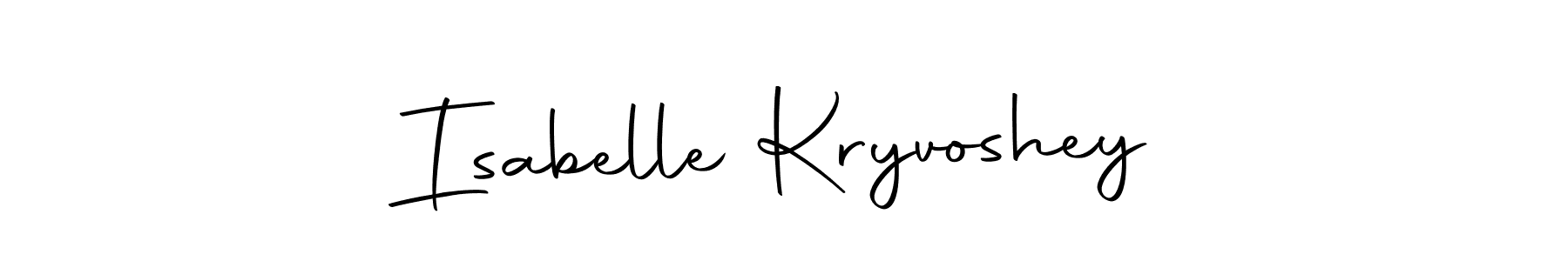 You should practise on your own different ways (Autography-DOLnW) to write your name (Isabelle Kryvoshey) in signature. don't let someone else do it for you. Isabelle Kryvoshey signature style 10 images and pictures png