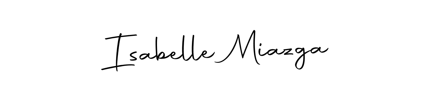 How to make Isabelle Miazga name signature. Use Autography-DOLnW style for creating short signs online. This is the latest handwritten sign. Isabelle Miazga signature style 10 images and pictures png
