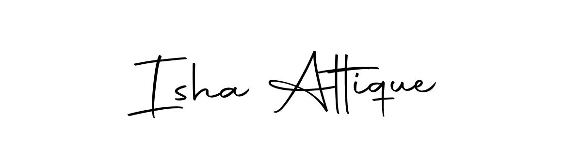 Make a beautiful signature design for name Isha Attique. Use this online signature maker to create a handwritten signature for free. Isha Attique signature style 10 images and pictures png
