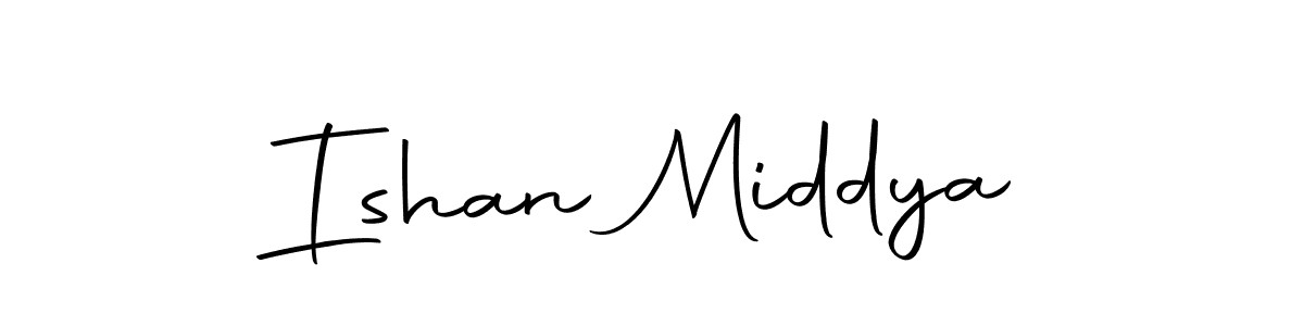 How to make Ishan Middya name signature. Use Autography-DOLnW style for creating short signs online. This is the latest handwritten sign. Ishan Middya signature style 10 images and pictures png