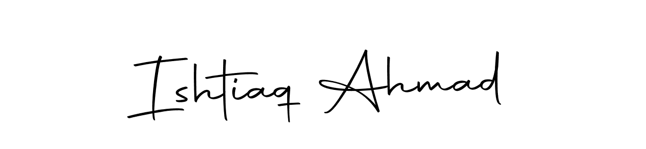How to make Ishtiaq Ahmad name signature. Use Autography-DOLnW style for creating short signs online. This is the latest handwritten sign. Ishtiaq Ahmad signature style 10 images and pictures png