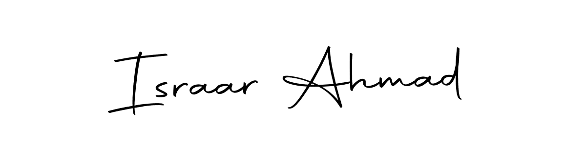 How to make Israar Ahmad name signature. Use Autography-DOLnW style for creating short signs online. This is the latest handwritten sign. Israar Ahmad signature style 10 images and pictures png