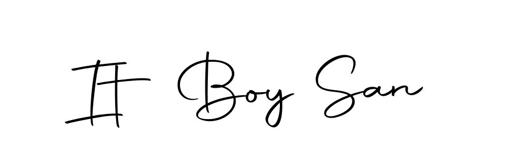 You should practise on your own different ways (Autography-DOLnW) to write your name (It Boy San) in signature. don't let someone else do it for you. It Boy San signature style 10 images and pictures png