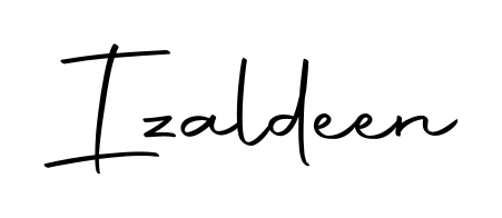 Try this chic Izaldeen handwritten sign style. Using Autography-DOLnW font elements, it gives your name a sleek, memorable identity. Izaldeen signature style 10 images and pictures png
