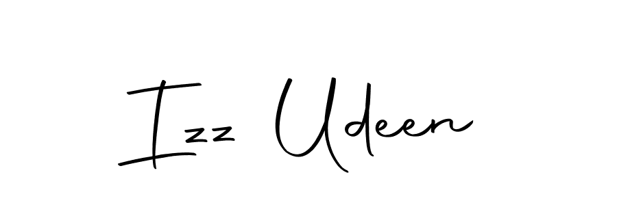 You should practise on your own different ways (Autography-DOLnW) to write your name (Izz Udeen) in signature. don't let someone else do it for you. Izz Udeen signature style 10 images and pictures png