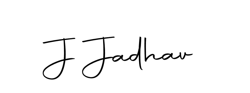 Use a signature maker to create a handwritten signature online. With this signature software, you can design (Autography-DOLnW) your own signature for name J Jadhav. J Jadhav signature style 10 images and pictures png