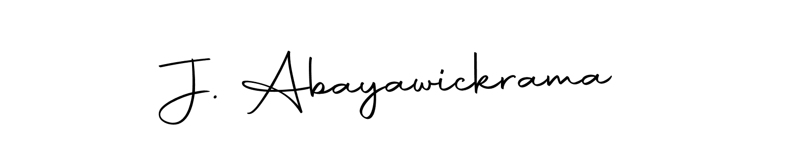 How to make J. Abayawickrama name signature. Use Autography-DOLnW style for creating short signs online. This is the latest handwritten sign. J. Abayawickrama signature style 10 images and pictures png